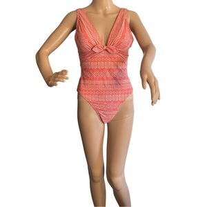 Robin Piccone Isla One Piece Swimsuit Front Tie Body Shaping Size 12